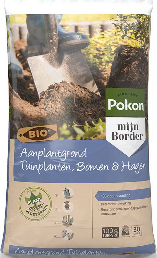 Pokon Bio Aanplantgrond voor Tuinplanten Bomen & Hagen 30l 100 dagen voeding