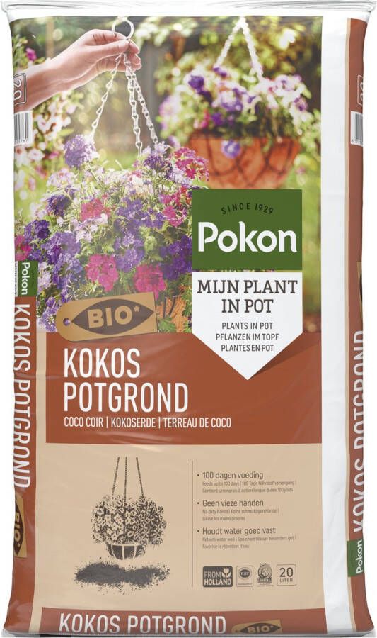 Pokon Bio Kokos Potgrond Biologische Potgrond Schone Handen & Lichte Potten Geschikt Voor Alle Planten 20L