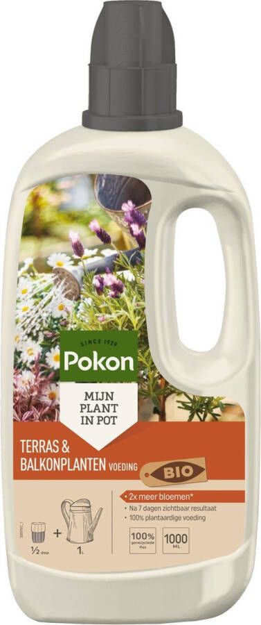 Pokon Bio Terras & Balkon Plantenvoeding 1l Biologische plantenvoeding 14 ml per 1L water