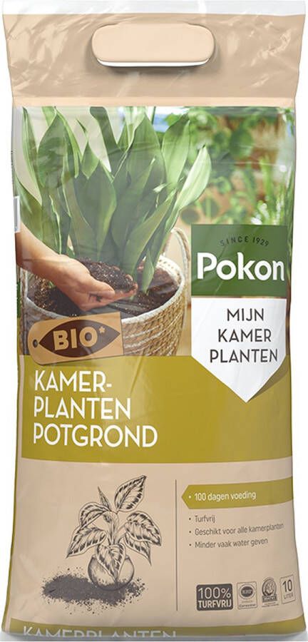 Pokon Bio Turfvrije Kamerplanten Potgrond 10l Turfvrije Potgrond (kamerplant) 100 dagen voeding
