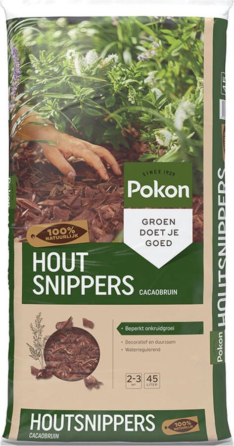 Pokon Houtsnippers Cacaobruin 45L Houtsnippers bodembedekking tuin Beperkt onkruidgroei Waterregulerend