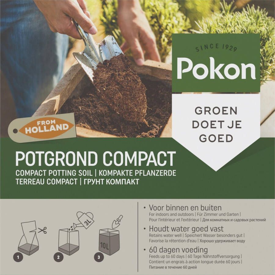 Pokon Kokos Potgrond Compact 10l Potgrond (universeel) 60 dagen voeding Alleen water toevoegen