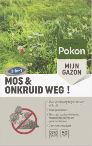 Pokon Mos en Onkruid Weg! 2 75kg Onkruidverdelger Geschikt voor 50m² Zowel mos- en onkruidbestrijder