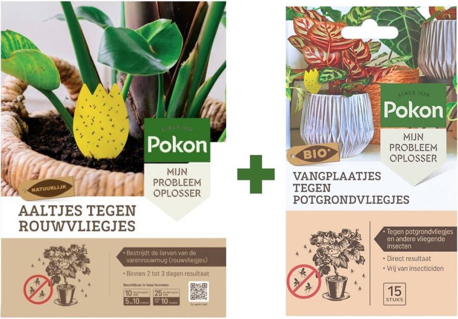 Pokon Pakket: Aaltjes Tegen Rouwvliegjes (5 tot 10 planten) + Bio Vangplaatjes Tegen Potgrondvliegjes 15st