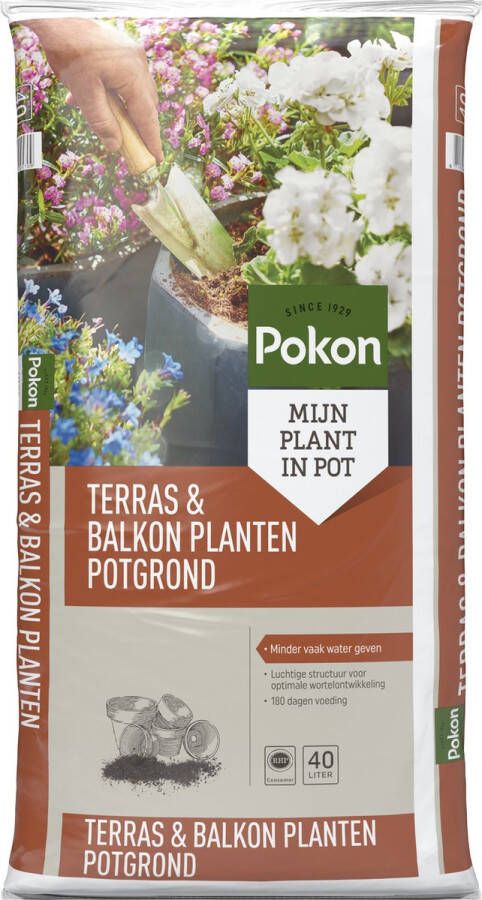 Pokon Terras & Balkon Planten Potgrond 40L 180 dagen voeding