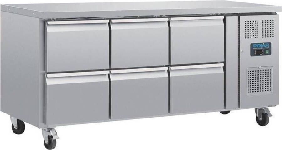 Polar Gekoelde Werkbank Op Wielen 6 Laden GN 1 1 Geventileerd DA548 Horeca & Professioneel