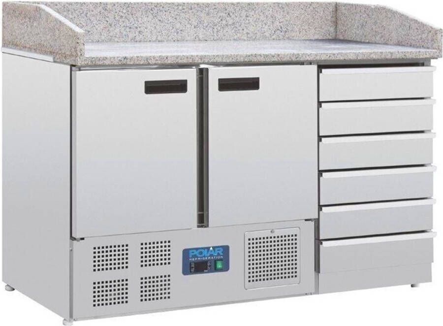 Polar Pizza Werkbank Met Marmeren Blad En Deeglades 257ltr CT425 Horeca & Professioneel