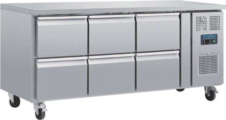 Polar U-serie geventileerde gekoelde GN werkbank met 6 laden