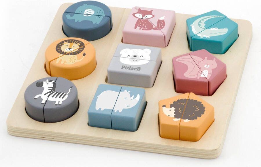 PolarB Houten Vormenpuzzel Wilde Dieren