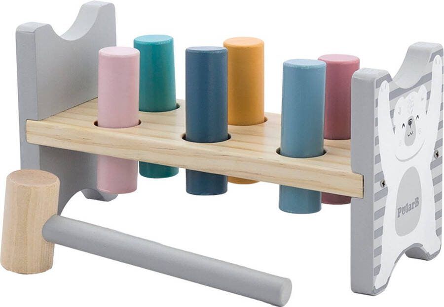 PolarB Viga Houten Punch Bank met Hamer Montessori