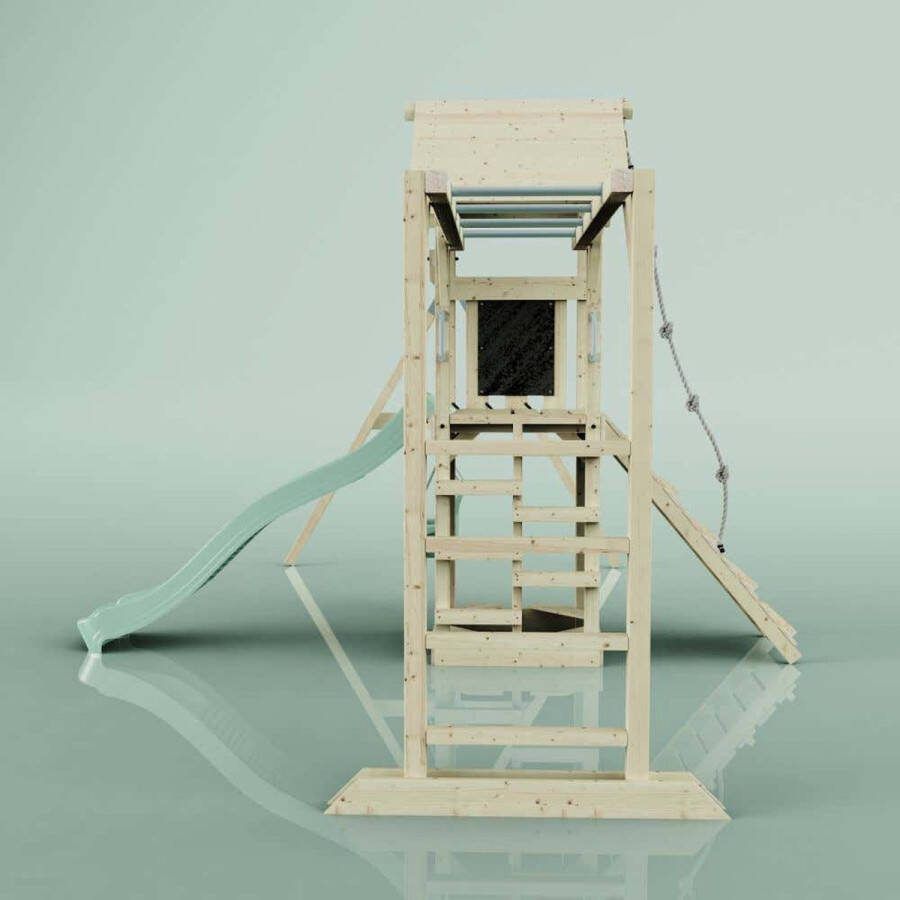 PolarPlay Örebro speeltoren met babyschommel en 220 cm glijbaan mintgroen