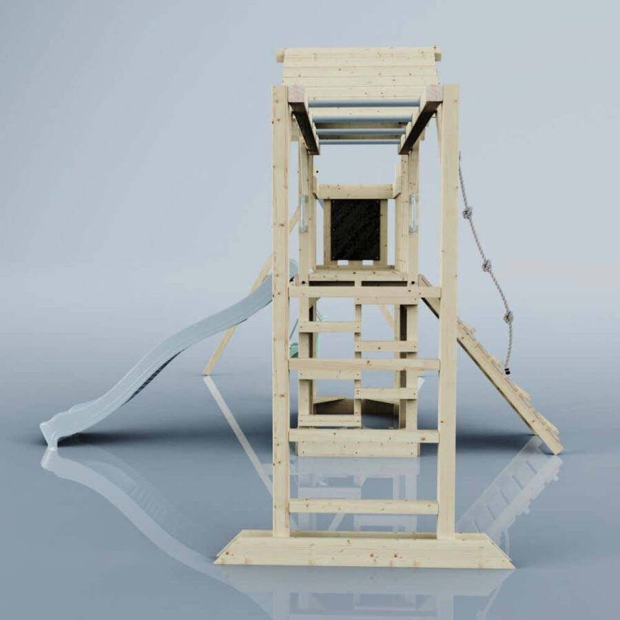 PolarPlay speeltoren Helsingborg met babyschommel en 220 cm glijbaan ijsblauw