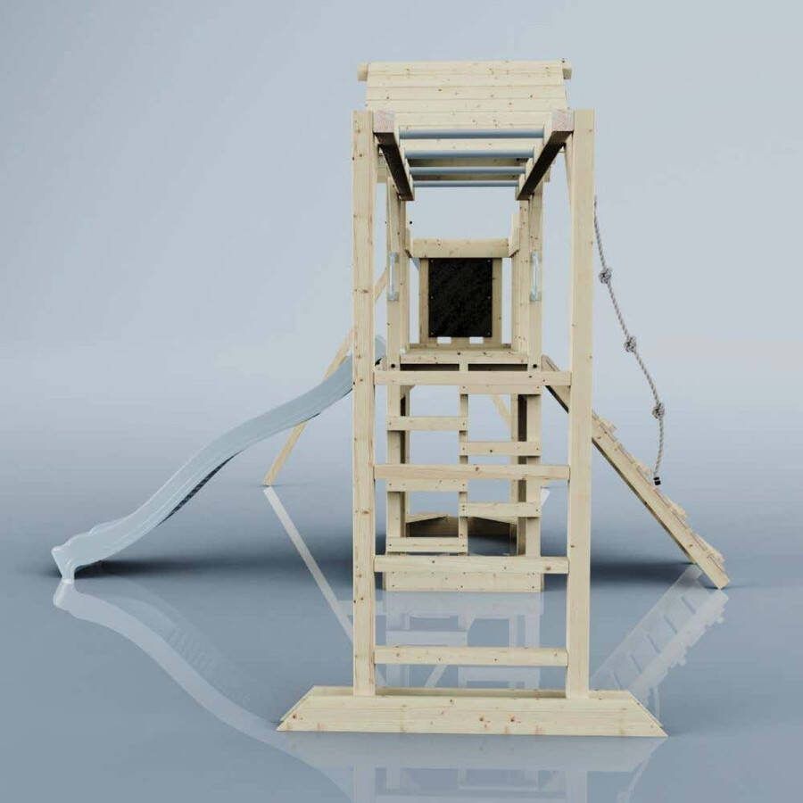 PolarPlay speeltoren Helsingborg met trapezschommel en 220 cm glijbaan ijsblauw