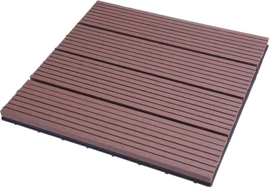 Polaza ️ Composiet Terrastegels Bruin 30x30cm Vloertegels Met Kliksysteem Vlondertegel Hout Look Voor Tuin & Terras 11 Stuks