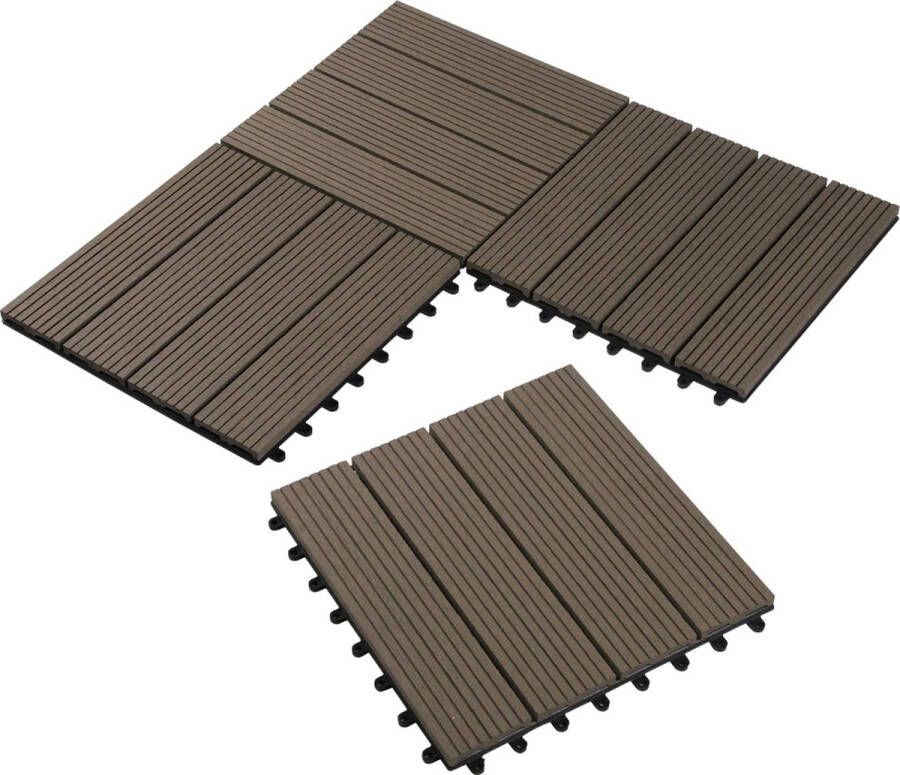 Polaza ️ Composiet Terrastegels Koffiebruin 30x30cm Vloertegels Met Kliksysteem Vlondertegel Hout Look Voor Tuin & Terras 11 Stuks