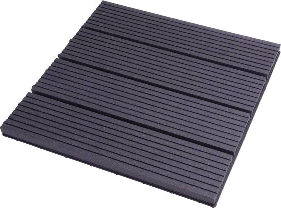 Polaza ️ Composiet Terrastegels Antraciet 30x30cm Vloertegels Met Kliksysteem Vlondertegel Hout Look Voor Tuin & Terras 11 Stuks