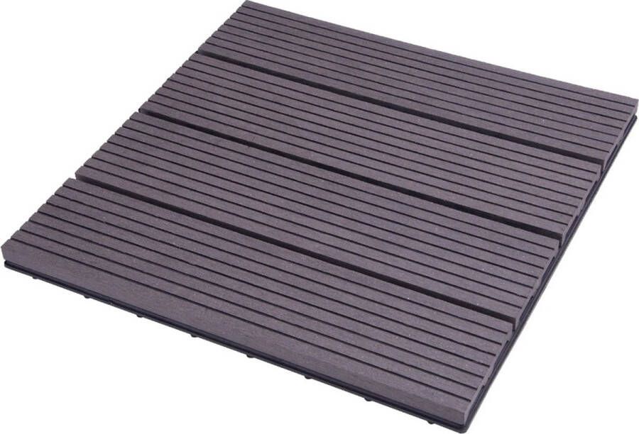Polaza ️ Composiet Terrastegels Grijs 30x30cm Vloertegels Met Kliksysteem Vlondertegel Hout Look Voor Tuin & Terras 11 Stuks