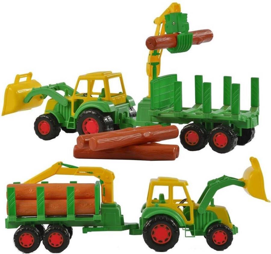 Polesie Toys Polesie Tractor Kevin Met Aanhanger En Laadkraan Groen geel