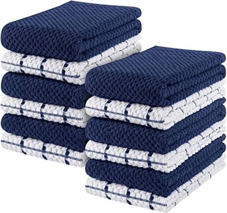 PolkaHome 12 Keuken Handdoeken Set 38 x 64 cm 100% Ring Gesponnen Katoenen Superzacht en Absorberend Schotelantennes Theedoeken en Barkrukken Handdoeken