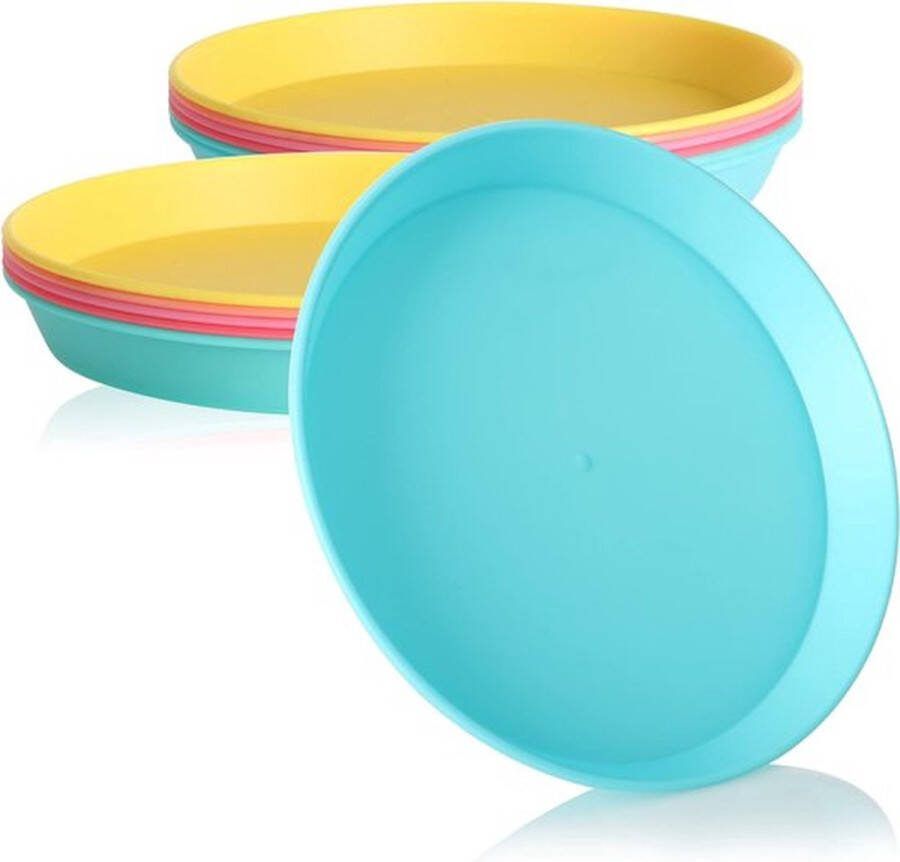PolkaHome 12 x bordenset picknick- en barbecue-accessoires in regenboogkleuren campingservies reisservies ruimtebesparend en hygiënisch voor 6 koppels of 12 personen (borden 12 stuks)