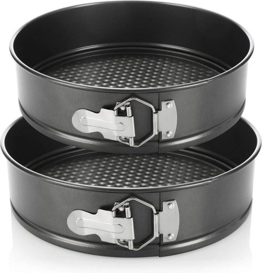 PolkaHome 2-delige springvormset springvorm voor bakken met platte bodem voor ovens tot 220 °C bakvorm met antiaanbaklaag diameter 24 cm en 25 cm (02-delig springvormset)