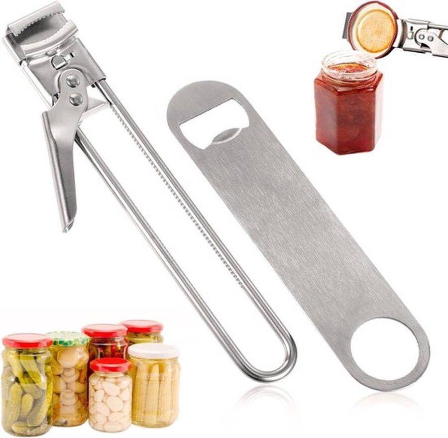 PolkaHome 2 stuks dekselopener blikopener roestvrij staal glasopener verstelbare schroefdekselopener antislip senioren jar opener hefbookopener veiligheidsblikopener voor verschillende deksels