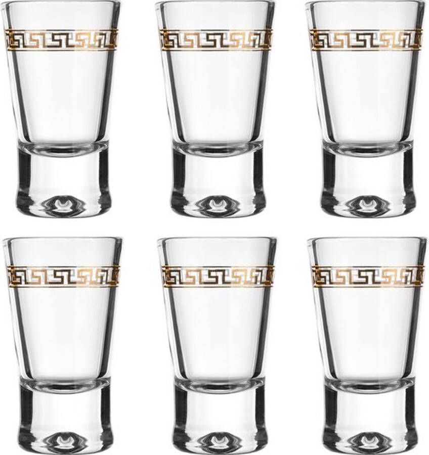PolkaHome 25 ml set van 6 borrelglazen wodkaglazen borrelglazen set van glas stamper voor alcohol vaatwasmachinebestendig hoogwaardig glas onbreekbaar