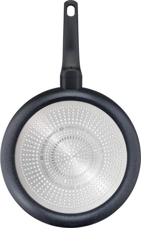 PolkaHome 28 cm Black Stone Braadpan met Mineralia+ anti-aanbaklaag Thermisch signaal Inductie geschikt Gezond koken Stone-Effect Zwart