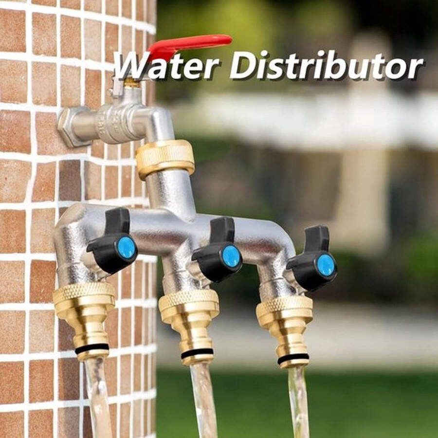 PolkaHome 3-weg waterverdeler voor tuin irrigatiesysteem 3-voudige messing wateraansluiting G 3 4 inch Gardena waterverdeler