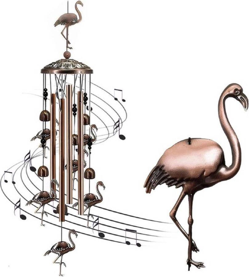 PolkaHome 91cm Modern Flamingo Design Aluminium Windgong Met Aangename Melodie Gouden Voor Tuin Yard Patio Home Decor