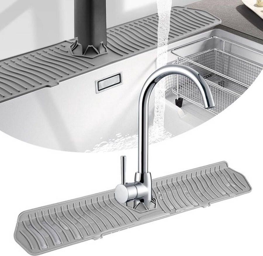 PolkaHome Aanrecht Spatscherm 24 Inch Kraanmat Spatscherm Lekbak met handvat Veelzijdig voor keukenschoteldroogmatten sponshouder en badkameraanrechtbeschermer