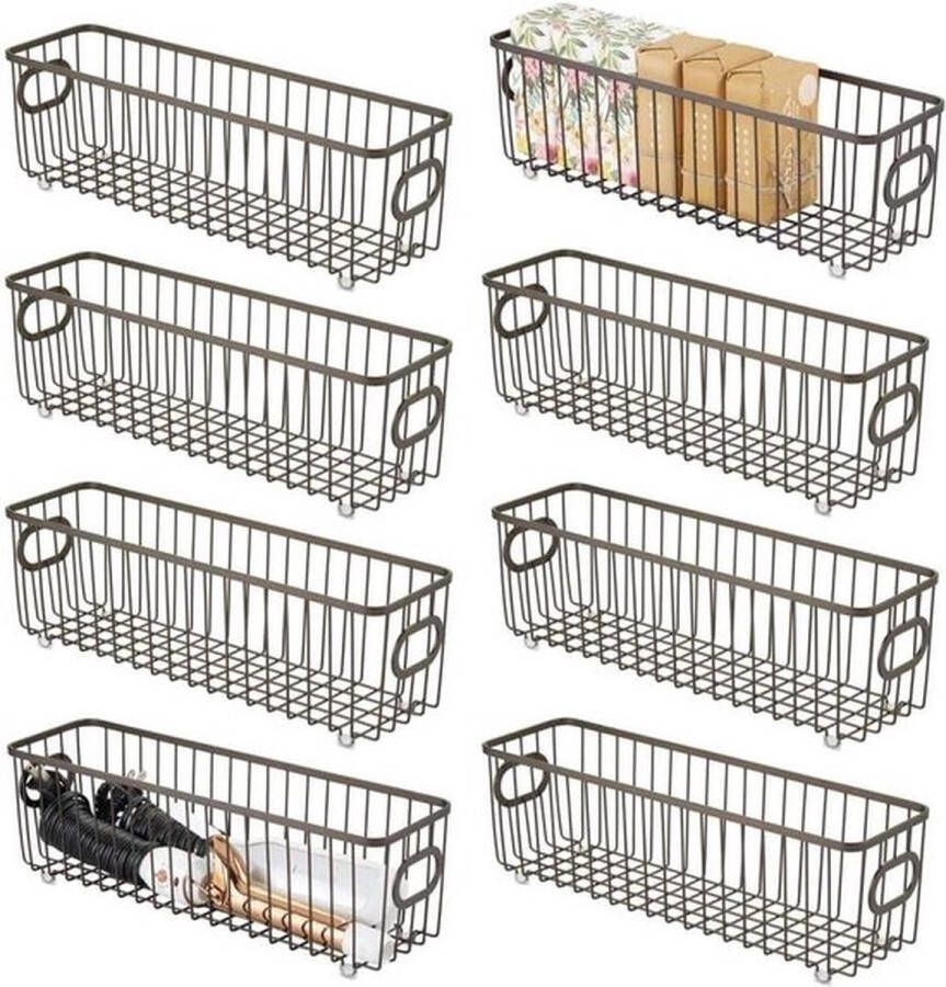 PolkaHome Badkamer Organizer Draadmand voor Make-up Opbergen Metalen Opbergmand Set van 8 Brons