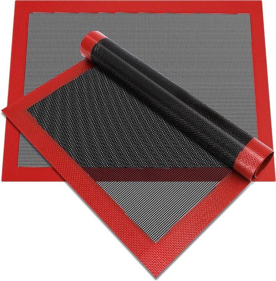 PolkaHome Bakmat set van 2 40 x 30 cm herbruikbare siliconenmat hittebestendige bakonderlegger koekjes bakken accessoires