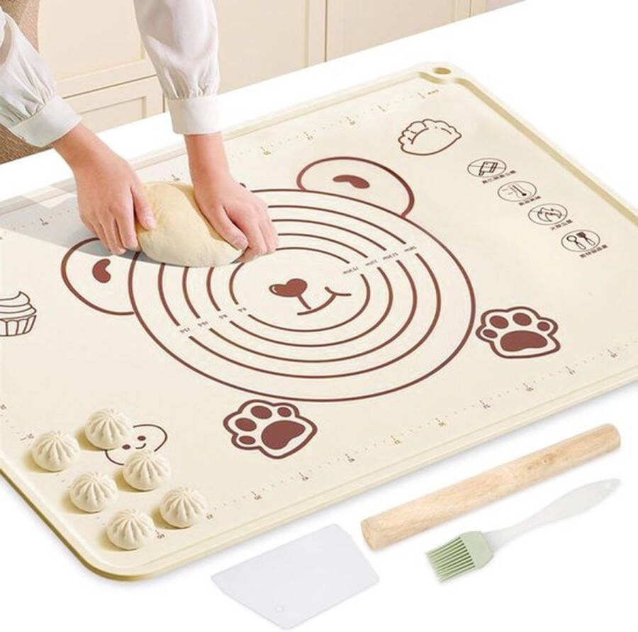 PolkaHome Bakmat siliconen groot 70 x 50 cm deegmat anti-slip bakonderlegger deeg uitrollen meting anti-aanbak uitrolmat gebak pizza