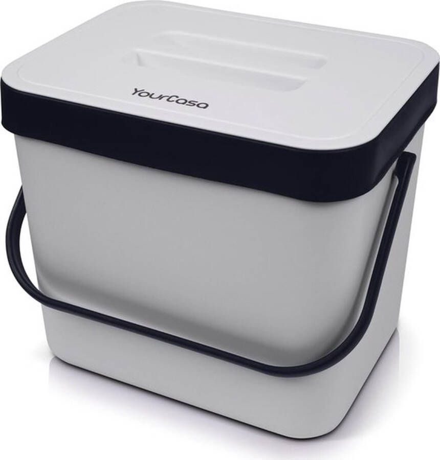 PolkaHome Biologische afvalemmer voor keuken 7 liter met houder zeef en deksel compostemmer keuken vaatwasmachinebestendig bio-afvalbak biologisch afvalbak keuken kleine keukencompostbak