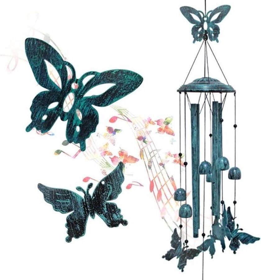 PolkaHome Blauwe metalen vlinder windgong voor buiten decoratieve vlinder voor tuin geschenken voor vrouwen outdoor decoratie folkart106
