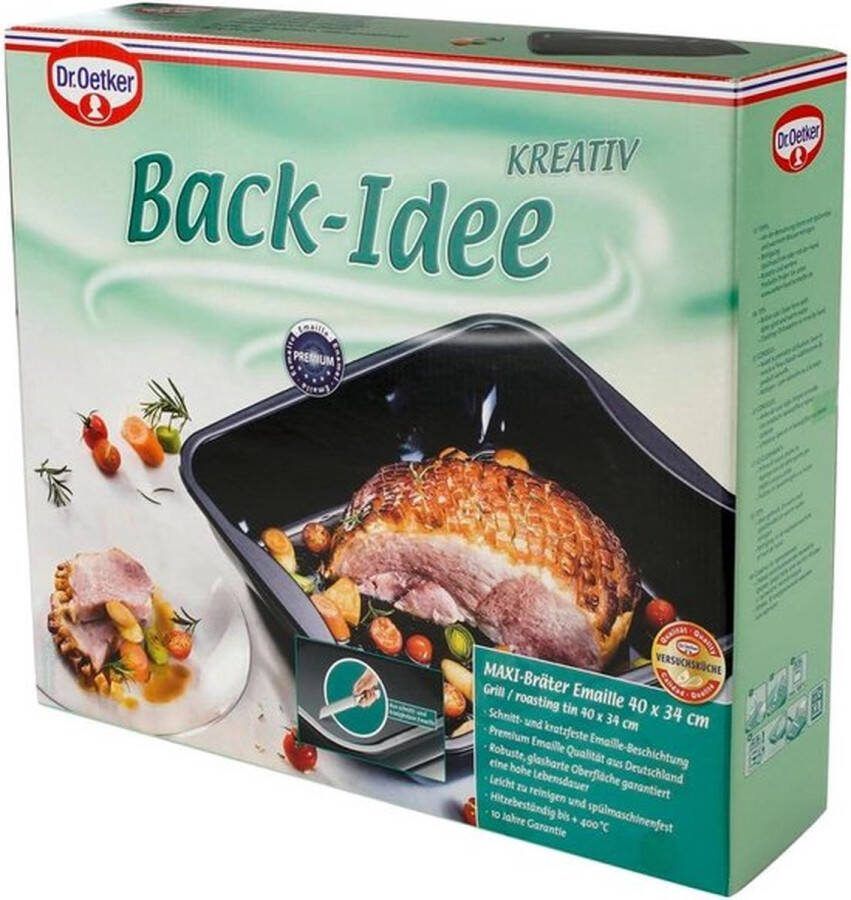 PolkaHome Braadpan en keramieken ovenschaal anti-aanbaklaag emaille-coating rechthoekige bakvorm staal hoge rand braden lasagne zwart 1 stuk