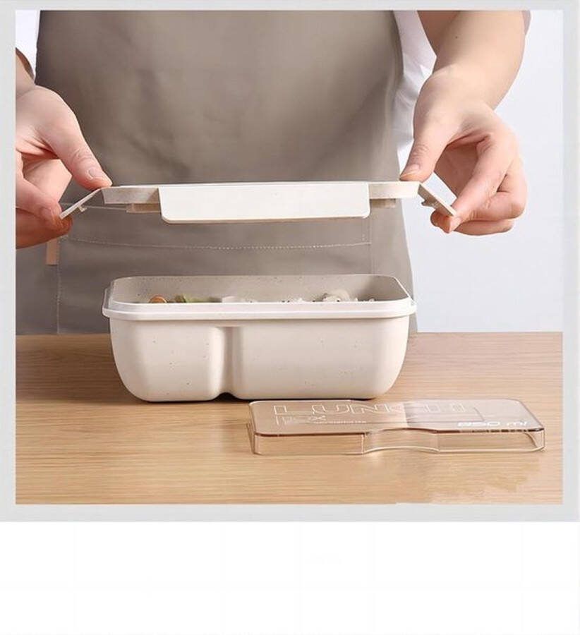 PolkaHome Broodtrommel lunchbox school bentobox volwassenen met vakken snackbox lunch lunchbox snackbox broodtrommels kinderen kleuterschool ontbijtbox boterbrooddoos voedseldoos bentobox beige