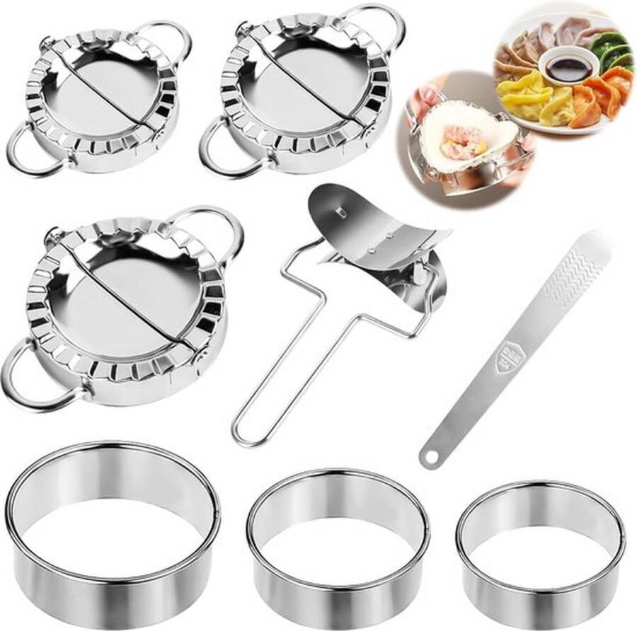 PolkaHome Deegzakvormer 8 stuks roestvrij staal ravioli dumplingmaker roestvrij staal ravioli uitsteekvormpjes steekvormpjes roestvrij staal raviolivormer set voor keuken gereedschap knoedels