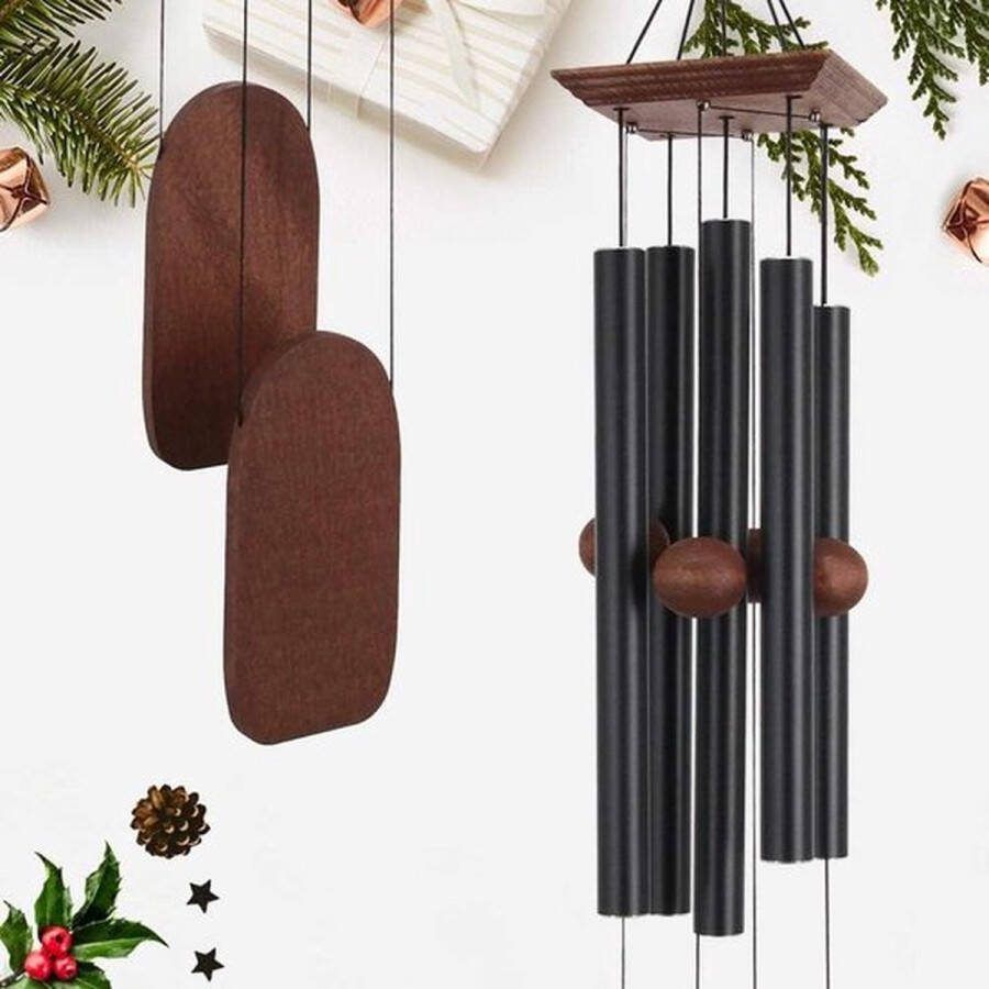 PolkaHome Diepe toon windgong buitendecoratie 36 inch zwarte windgong voor terras tuin huis