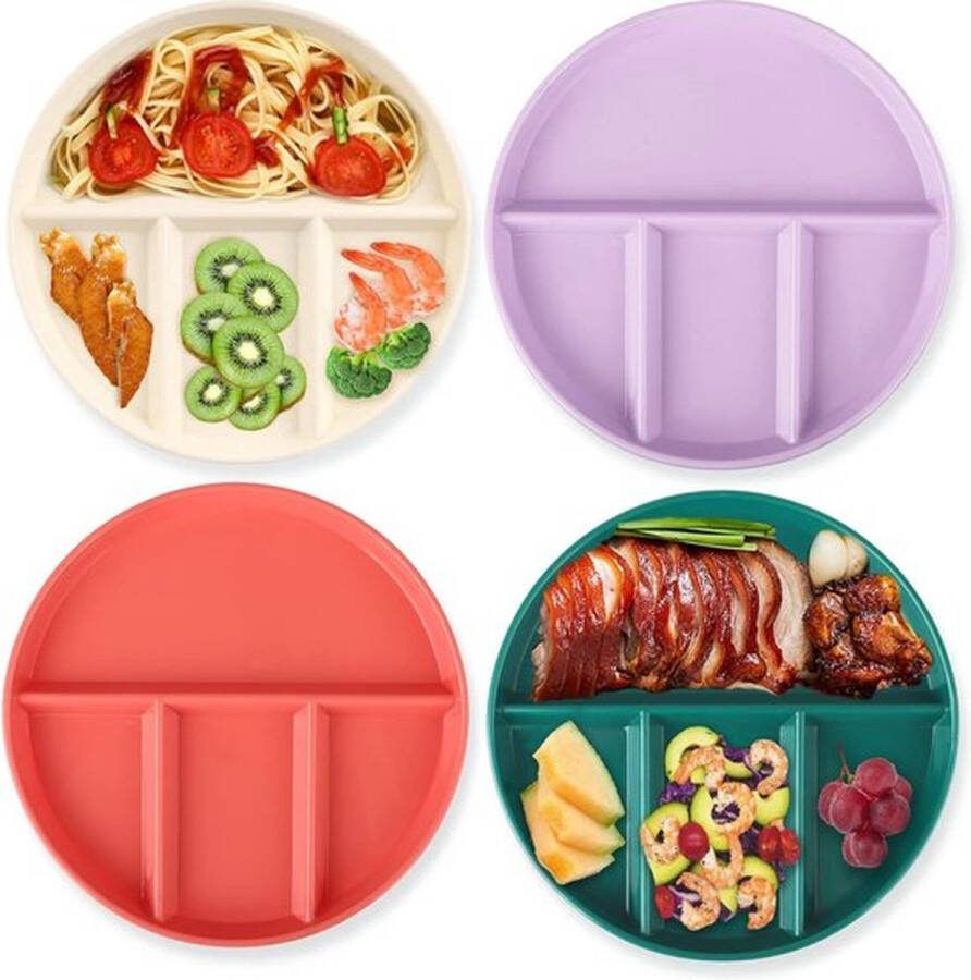 PolkaHome Dinerborden Borden Serviesset Plastic Borden Campingservies Dinerbord 4 Stuks Lichtgewicht Plastic Borden Onbreekbaar BPA-vrij