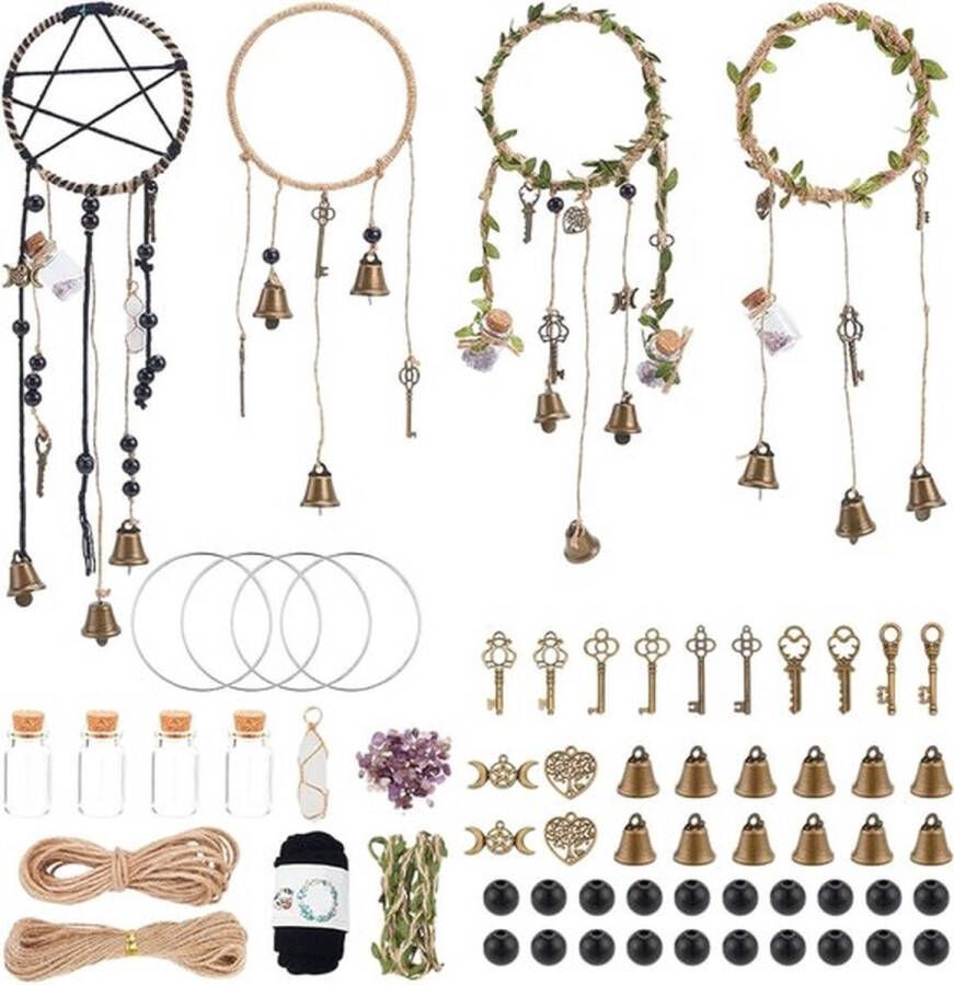 PolkaHome DIY Heksenklokken Kit Set voor Deurknop Hekserij Decoraties Heksen Windgong voor Bescherming Heksen Gift Heks Craft voor Slaapkamer Tuin Muur Opknoping