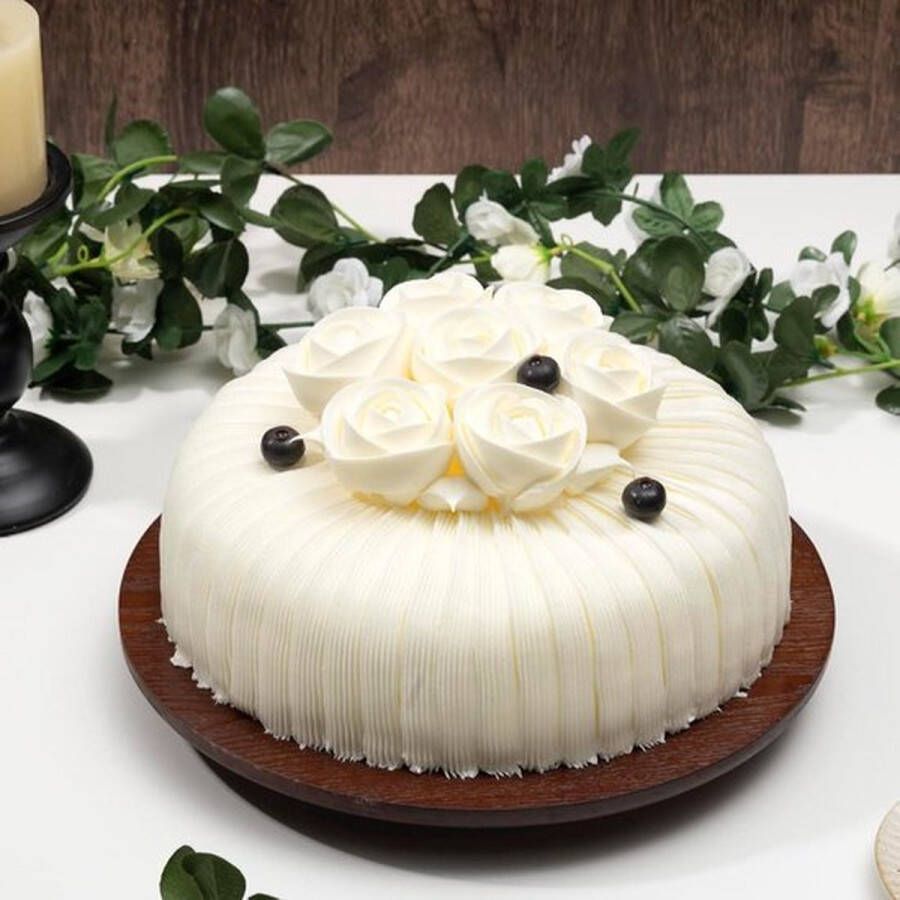 PolkaHome Draaibare taartplateau van hout taartstandaard met draaibare standaard opbergen taarten cakes ZYOOO serveerschaal fruitbord