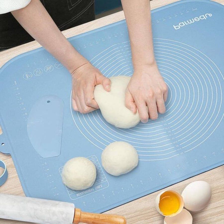 PolkaHome Extra grote siliconen antislip bakmat 80 x 60 cm met opbergriem deegsnijder en hittebestendige eigenschappen voor het kneden van deeg maken van gebak en pasta