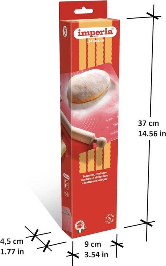 PolkaHome Fogliochef Classica Pastamat Antislip siliconenmat voor vers deeg 100% Made in Italy Inclusief deegroller keukenaccessoires
