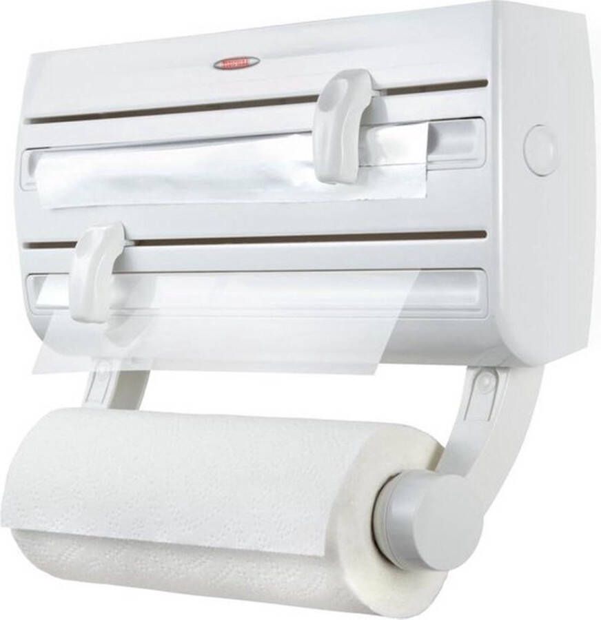 PolkaHome Foliehouder voor 3 rollen Parat F2 ComfortLine serie opbergruimte voor specerijen keukenrolhouder wit Foliehouder