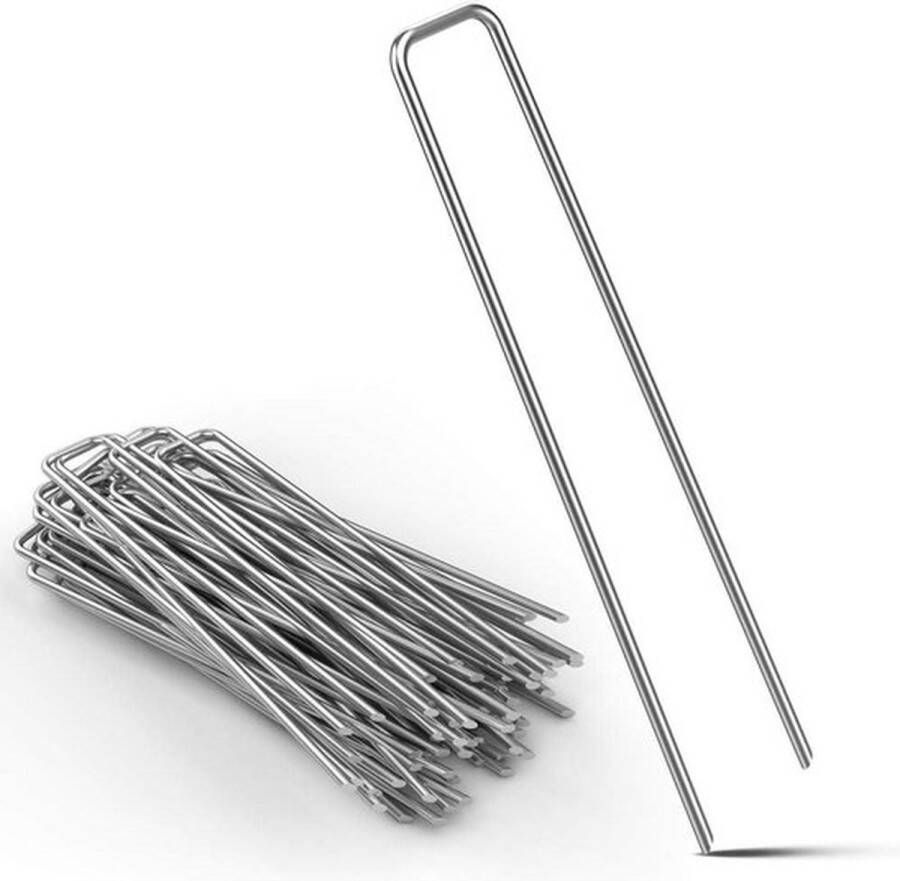 PolkaHome Grondankers 50 stuks verzinkt staal 150 mm x 25 mm Ø 27 mm onkruiddoek tentanker haringen grondanker omheining tuin tentharing kunstgras extra stevig