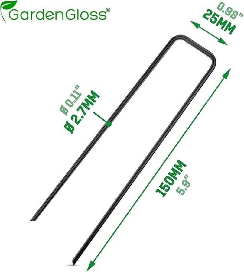 PolkaHome Grondankers Van Niet-Verzinkt Staal (100 Stuks) Stabiele Grondankers Voor Onkruidvlies Tuinvlies Schutting Net 150 mm Lang 25 mm Breed Ø 2.7 mm Robuuste Tuin Grondbevestiging
