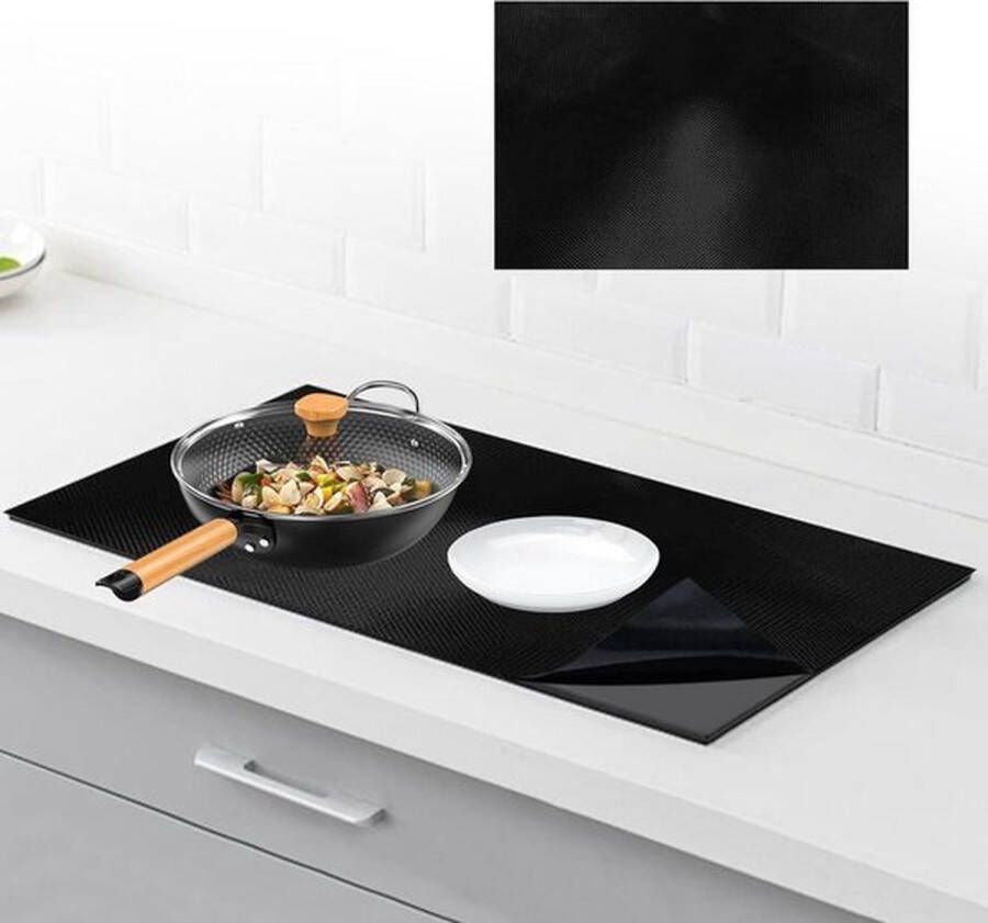 PolkaHome Grote siliconen inductie-beschermingsmat 52 x 80 cm warmte-isolerende pad voor inductiekookplaat rechthoekig magnetisch
