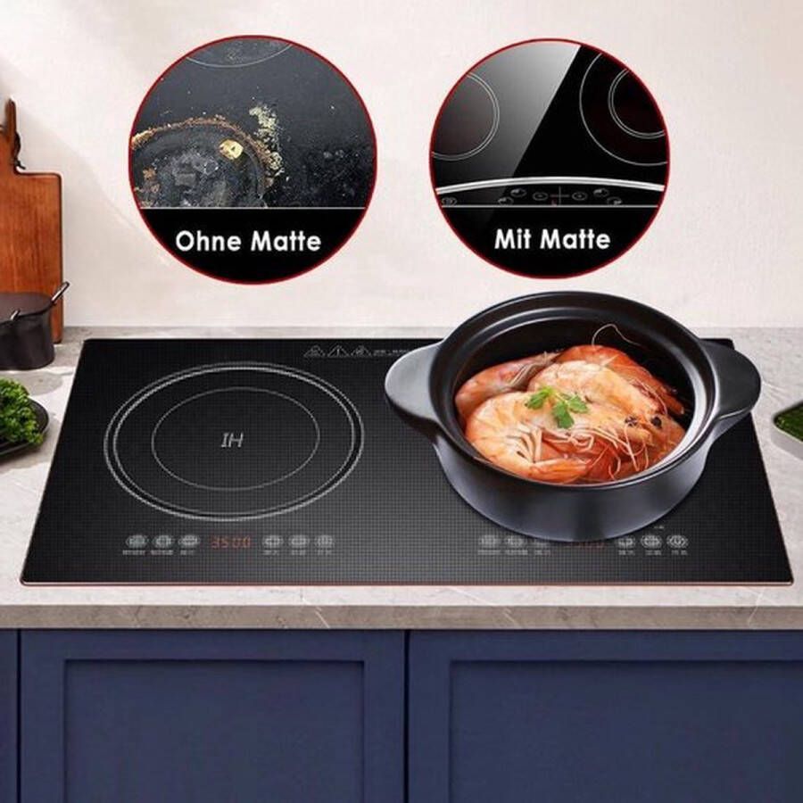 PolkaHome Inductiebeschermingsmat levensmiddelenkwaliteit siliconen hittebestendige inductiekookplaat mat multifunctioneel warmte-isolerend groot formaat (54 x 90 cm)